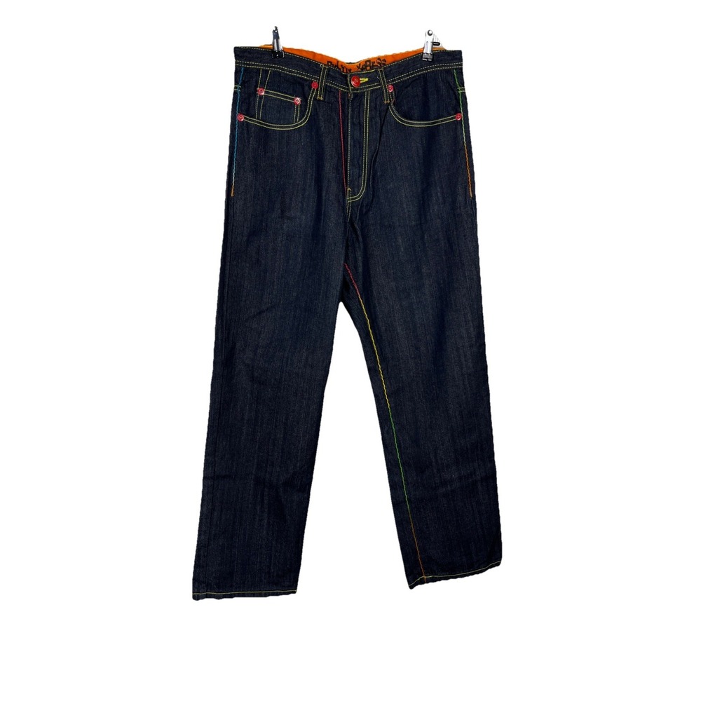 Brooklyn Xpress BX 70 Dark Jeans Unisex Y2K‎ Skater Baggy Wide Leg Mens Size 34